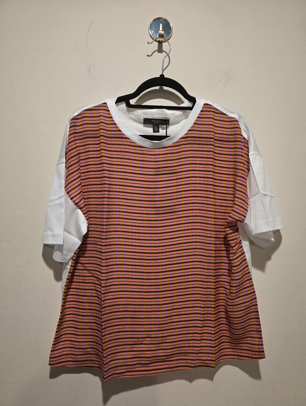 Striped Pink and Orange Short Sleeve Women's Top
